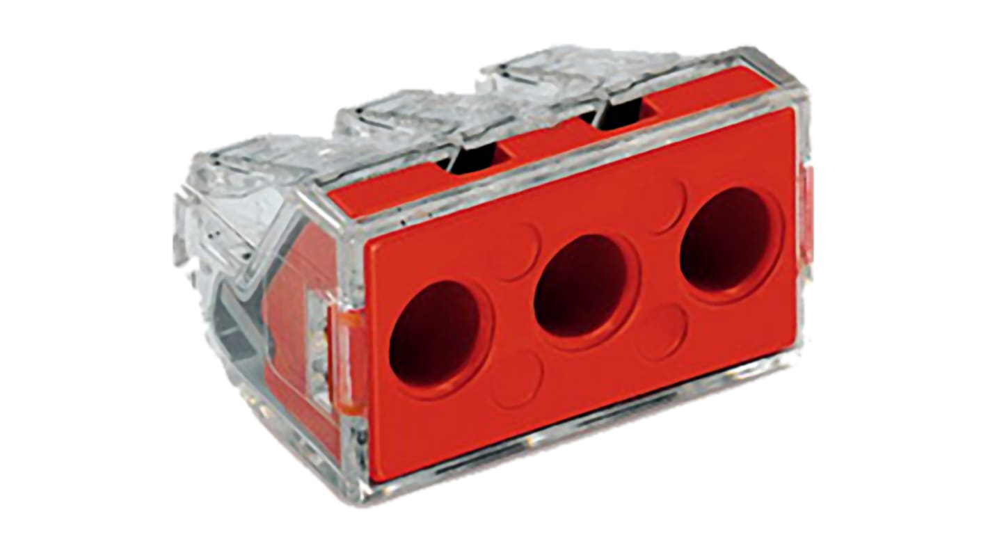 WAGO 773 PUSH WIRE Series Junction Box Connector, 3-Way, 41A, 14 → 10 AWG Wire, Push In Termination