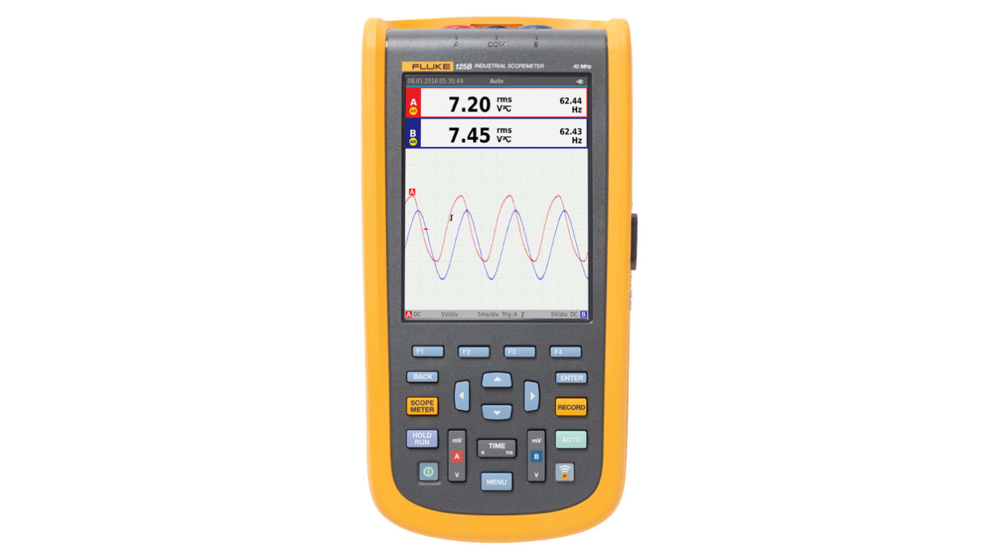 Fluke 125B/EU/S 120B Series, 40MHz Handheld Oscilloscope, 2 Analogue Channels