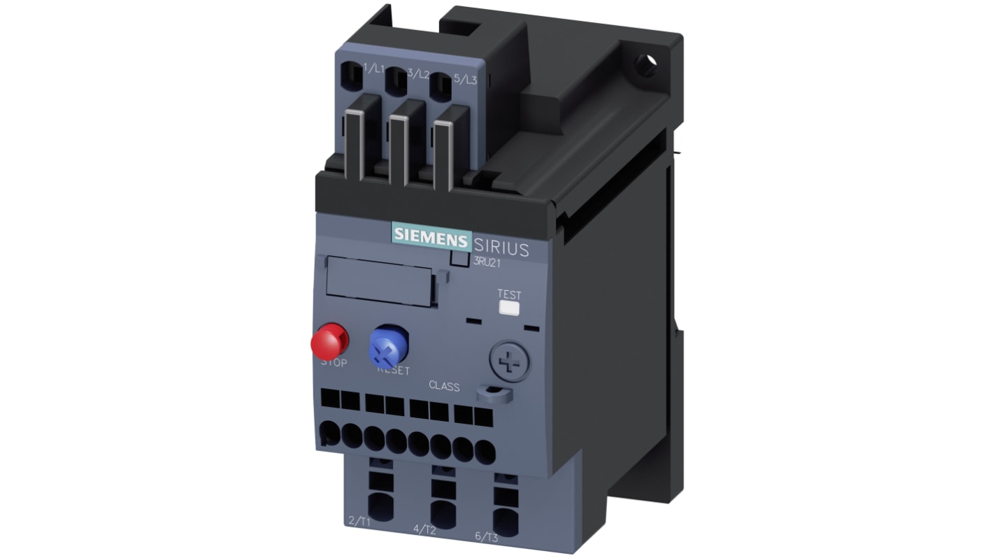 Siemens SIRIUS 3RU2 Thermal Overload Relay 1NO + 1NC, 1 A F.L.C, 3 A Contact Rating, 3P, SIRIUS