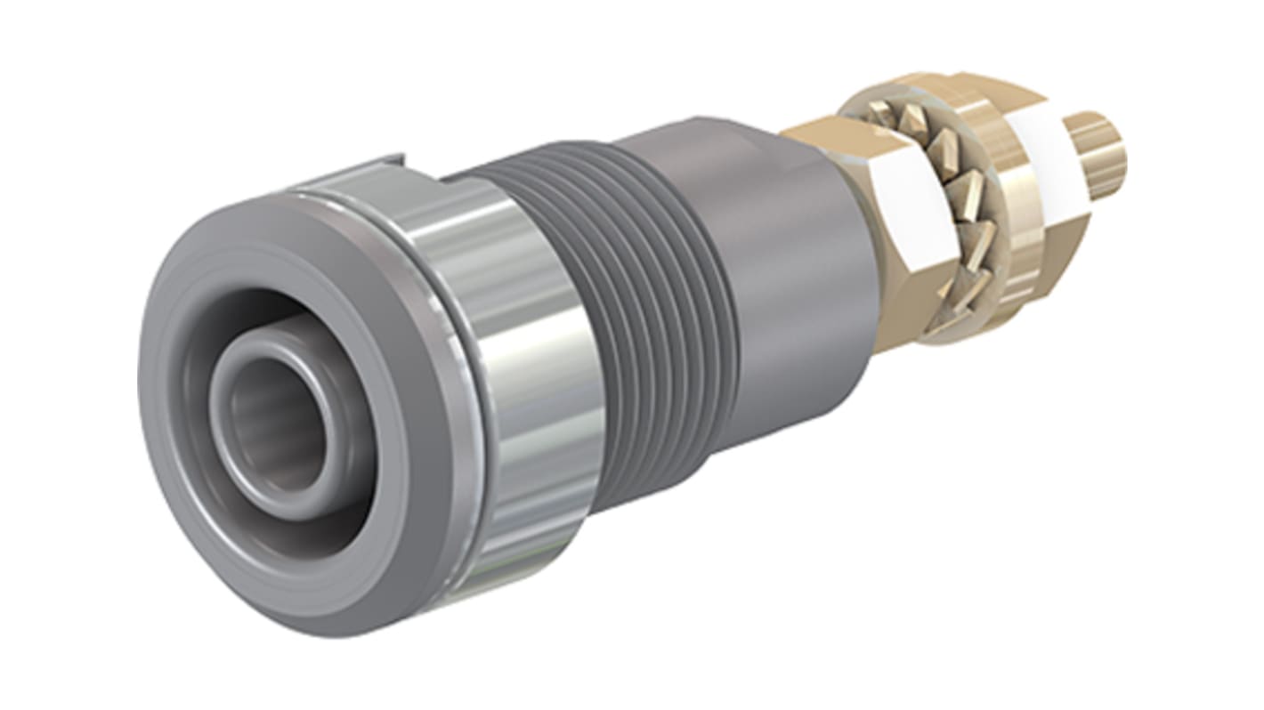 Staubli Grey Female Banana Socket, 4 mm Connector, Solder Termination, 32A, 1000V, Gold Plating