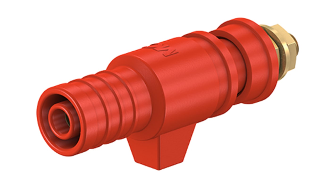 Staubli 32A, Red Binding Post With Brass Contacts and Gold Plated - 4mm Hole Diameter