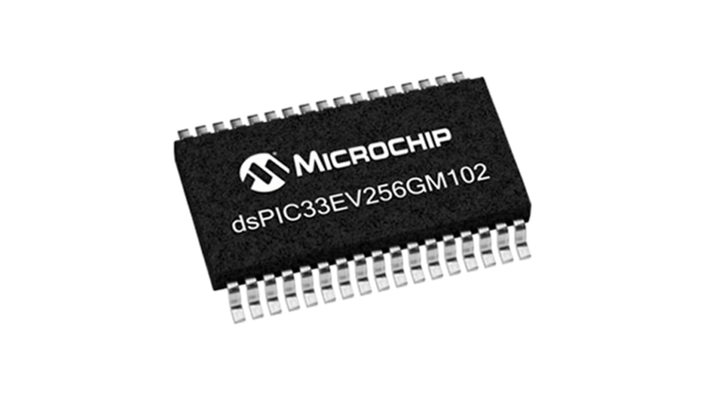 dsPIC33EV256GM102-I/SS Microchip dsPIC33EV, 16bit Digital Signal Processor 60MHz 256 kB Flash 28-Pin SSOP