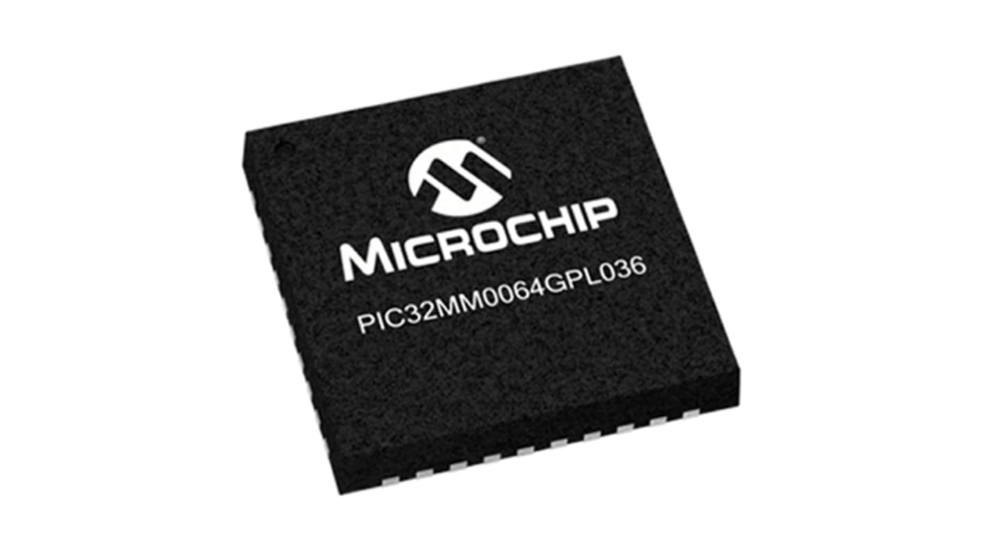 Microchip PIC32MM0064GPL036-I/MV, 32bit MIPS32® MicroAptiv™ Microcontroller, PIC32MM, 25MHz, 64 kB Flash, 40-Pin UQFN