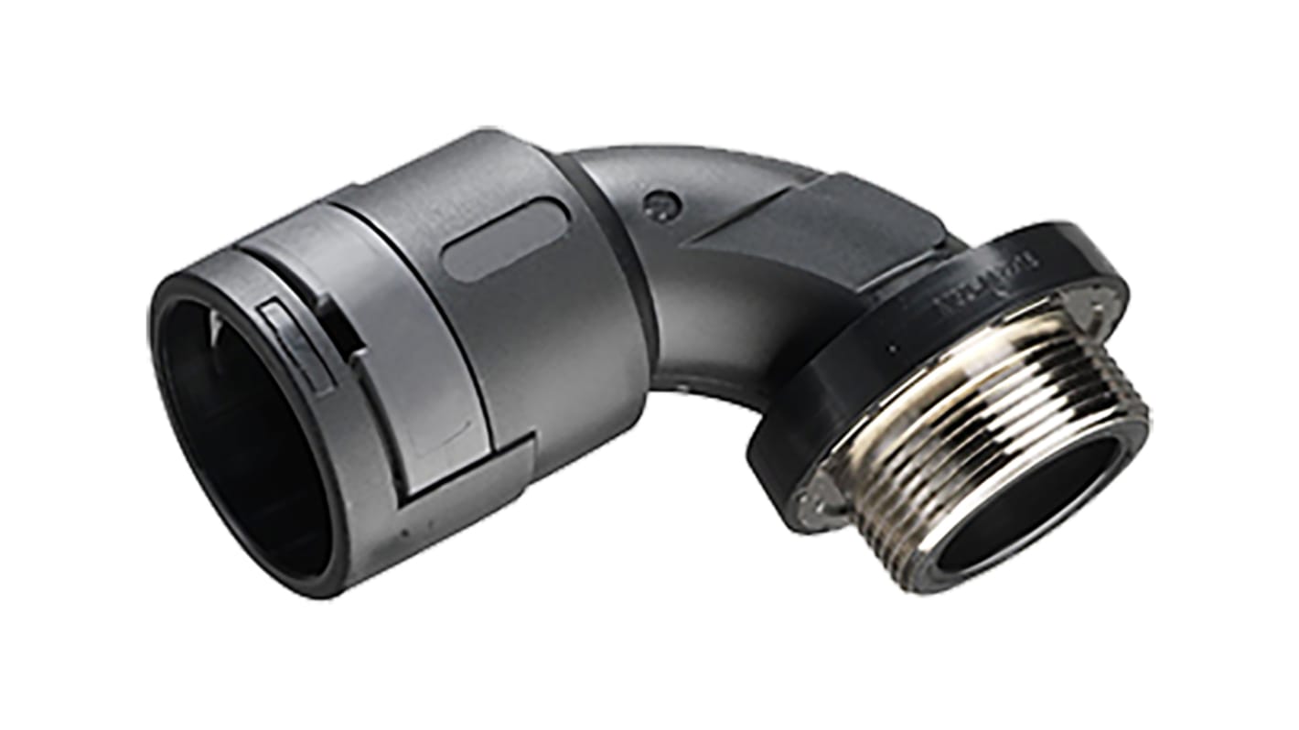 Kopex 90° Elbow, Conduit Fitting, 17mm Nominal Size, 20mm, Nylon 12, Black IP68 rating