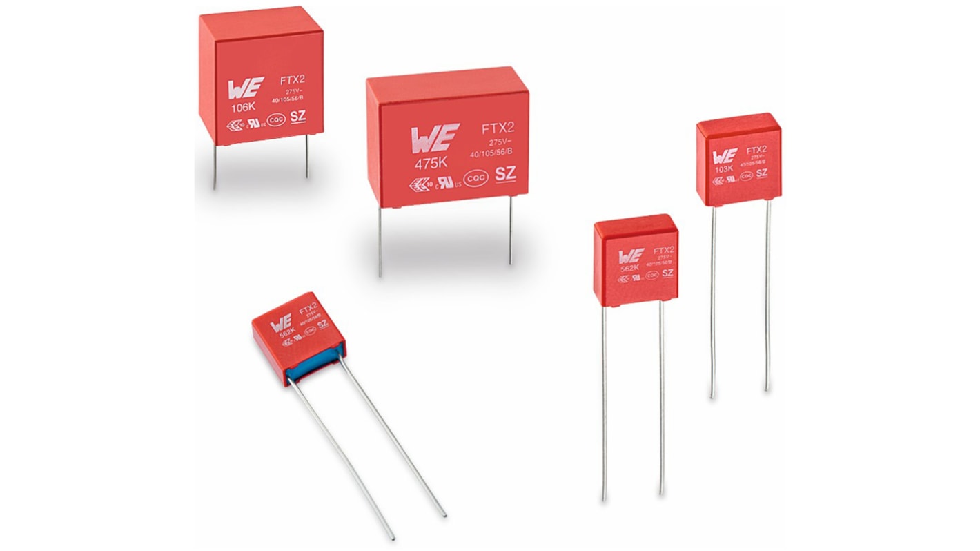 Wurth Elektronik WCAP-FTX2 Metallised Polypropylene Film Capacitor, 275V ac, ±10%, 470nF