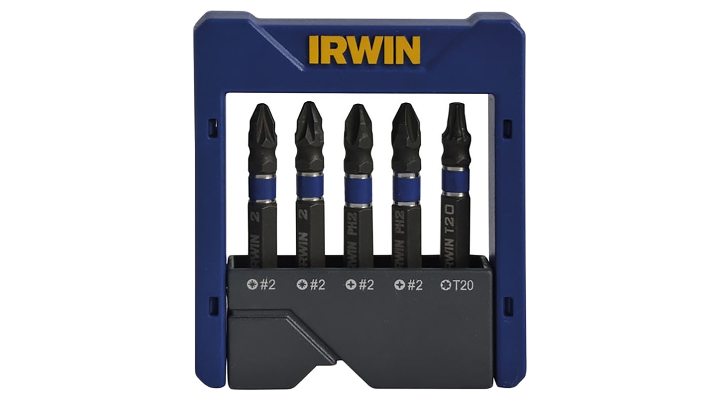 Irwin Impact Bit Set 5 Pieces, Phillips, Pozidriv, Torx