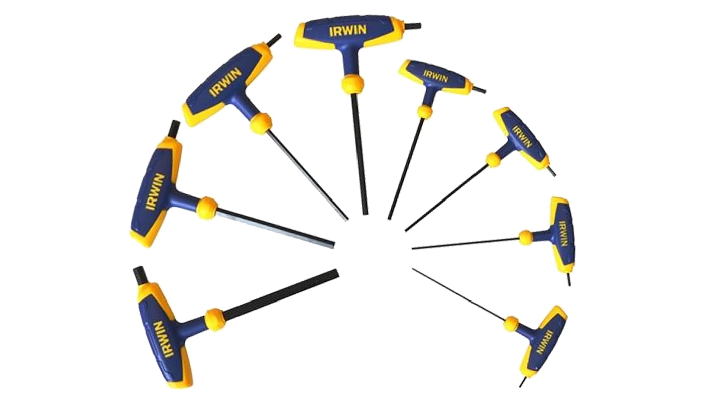 Set chiavi esagonali a T Irwin serie, 8 pezzi, Metrico, con braccio Lungo, breve