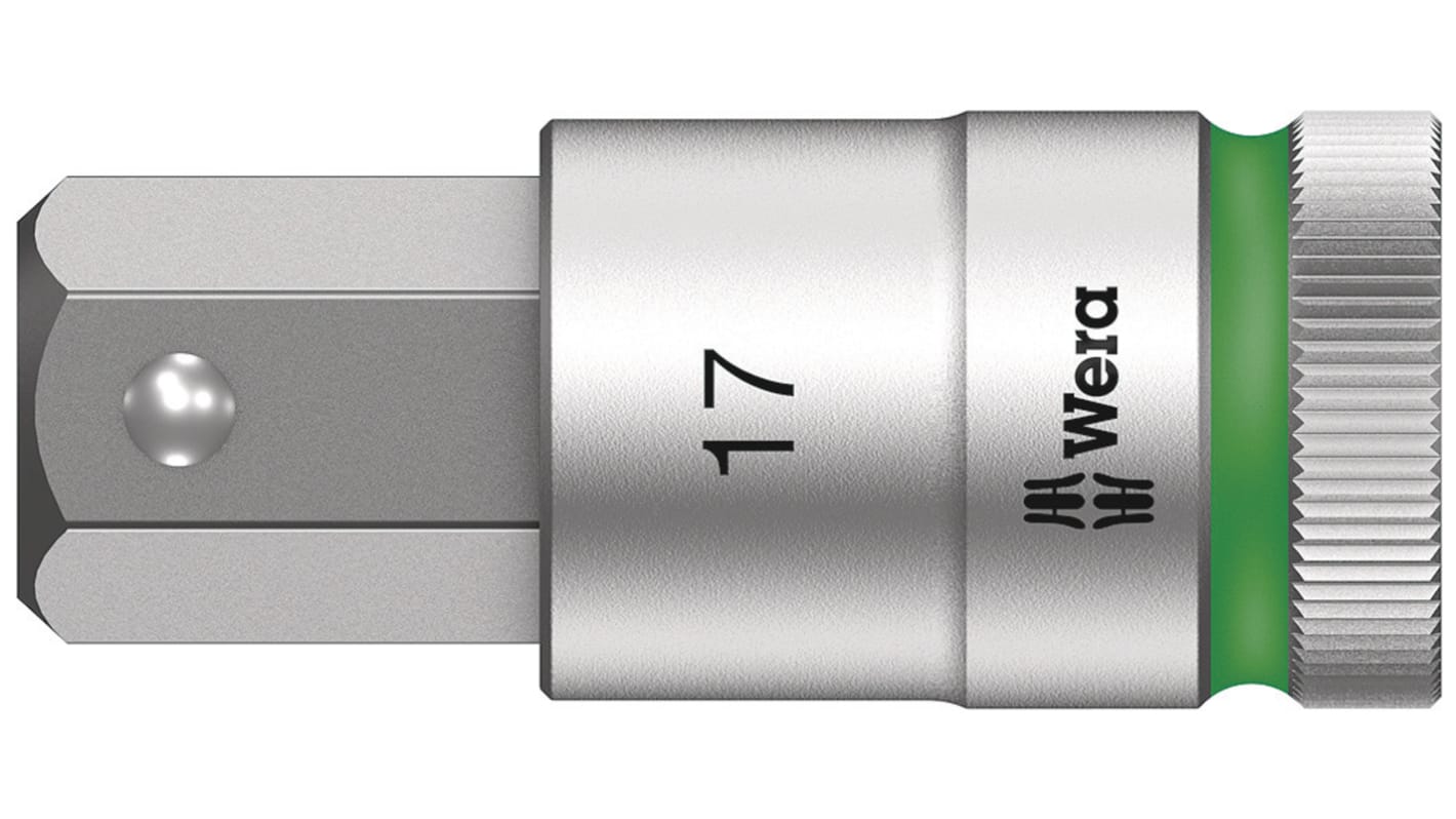 Wera 六角头钻头套筒, 1/2 in驱动头, 60 mm总长, 铬钒制