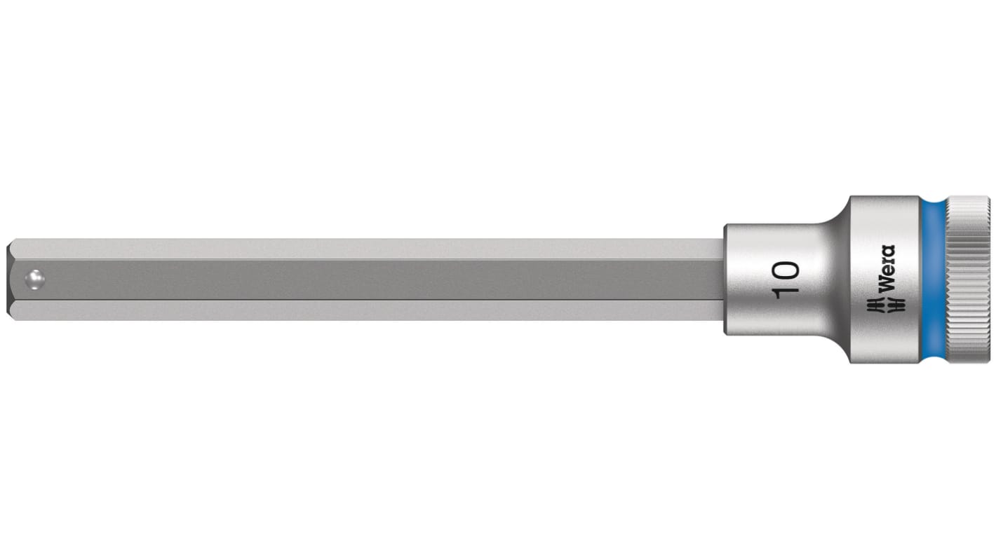 Wera 1/2 in Drive Bit Socket, Hex Bit, 10mm, 140 mm Overall Length