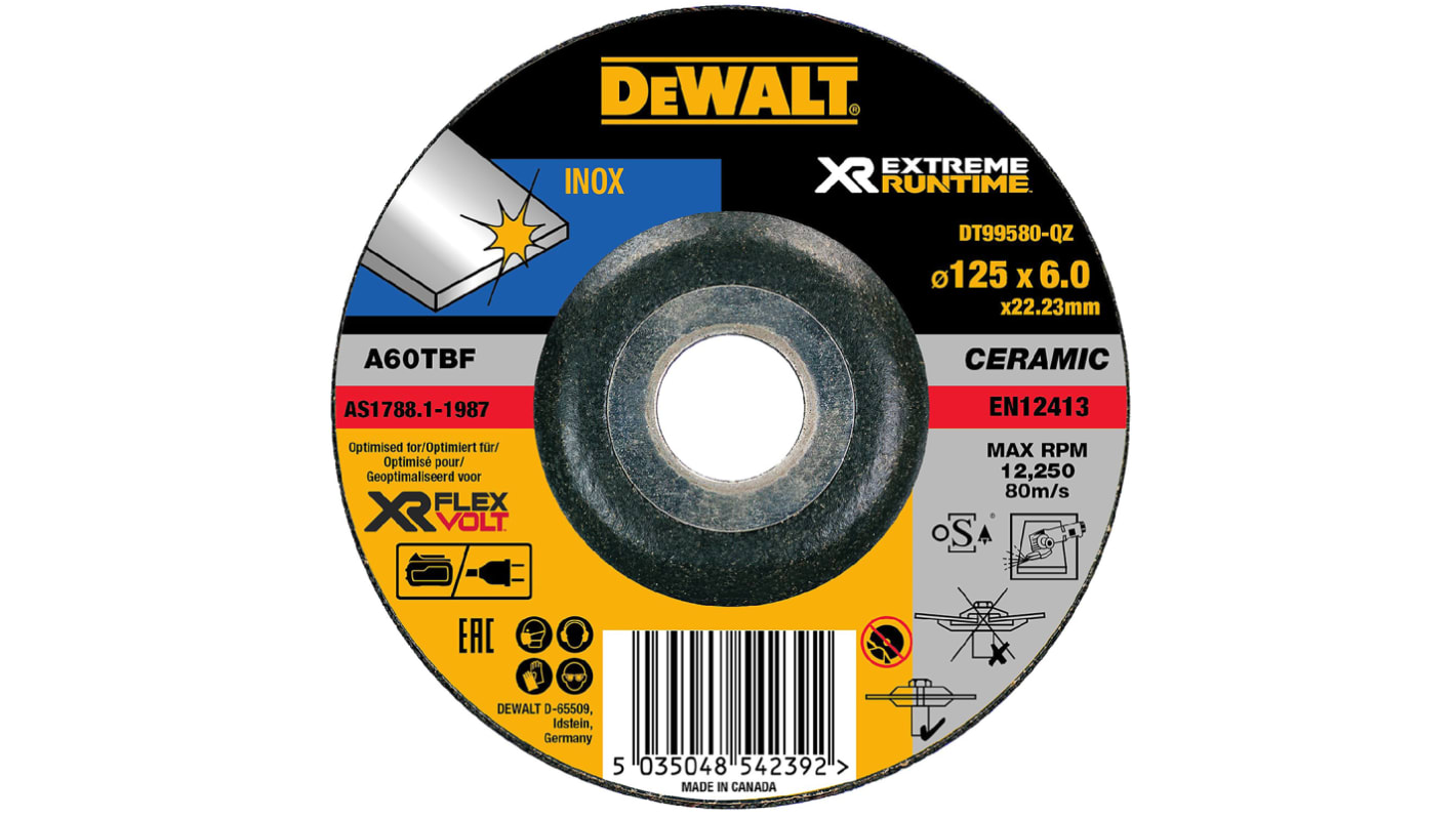 DeWALT Silicon Carbide Grinding Disc, 125mm x 6mm Thick, Very Fine Grade, P600 Grit, Extreme Runtime