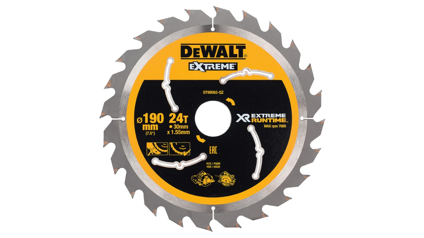 DeWALT 圆锯片, Φ190mm锯条, Φ30mm心轴