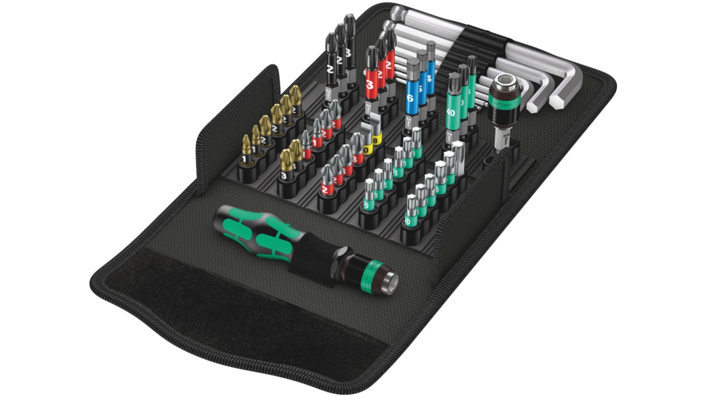 Wera Driver Bit Set 52 Pieces Hexagon Phillips Pozidriv Slotted Torx
