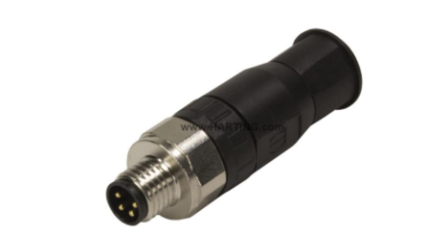 Connettore circolare HARTING, maschio, M8, 4 poli, Montaggio su cavo