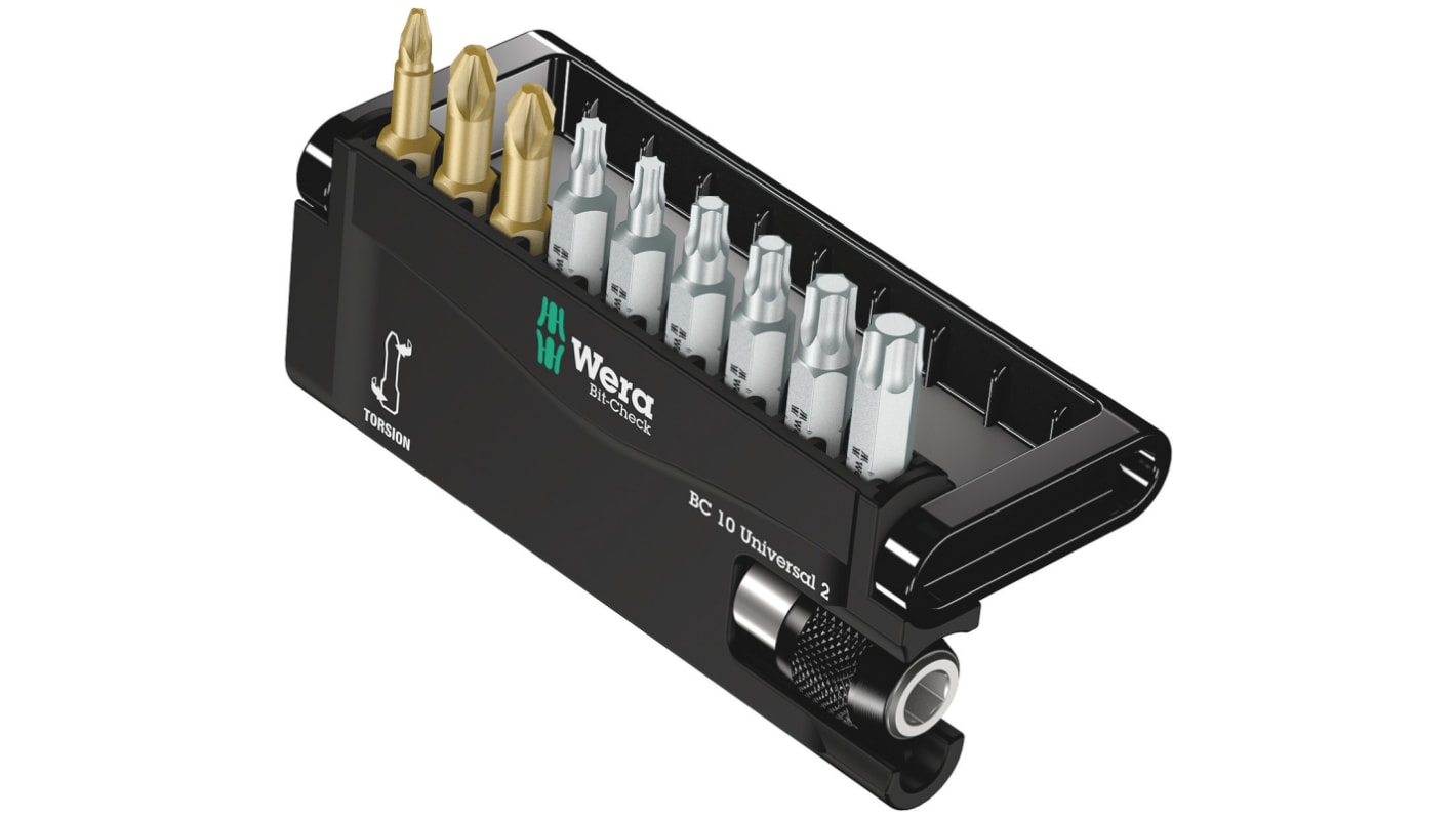 Wera Driver Bit Set 10 Pieces, Hexagon, Pozidriv, Torx