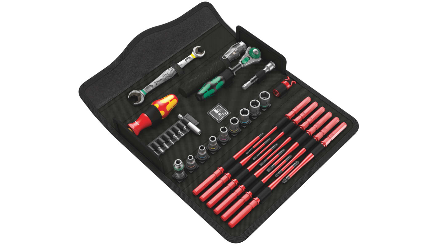 Wera 35 Piece Kraftform Kompakt W 1 Maintenance Tool Kit with Pouch, VDE Approved