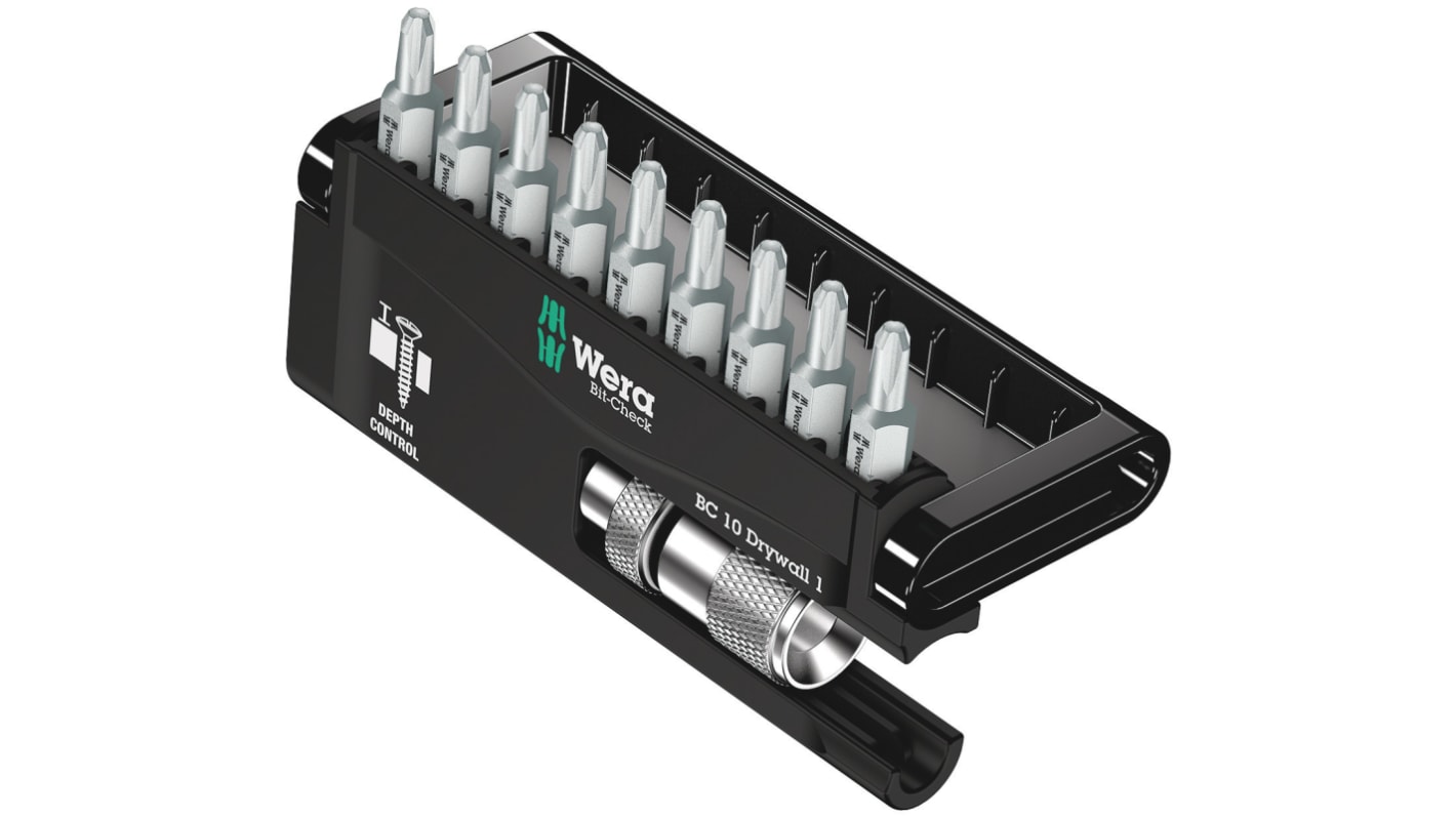 Wera Driver Bit Set 10 Pieces, Hexagon, Phillips