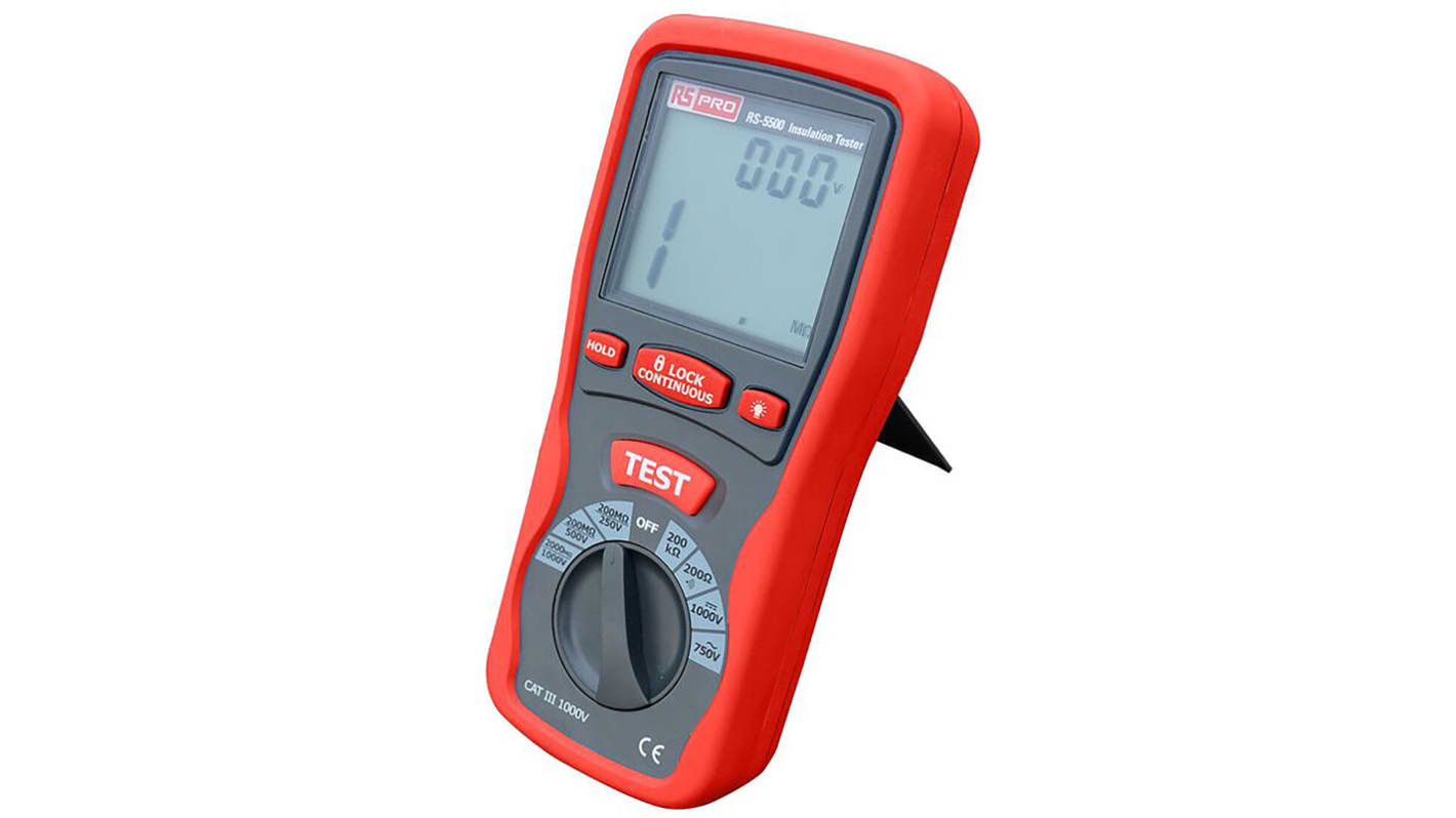 RS PRO RS5505 Insulation Tester, 125V Min, 1000V Max, 4000MΩ Max, CAT III 1000V - RS Calibration