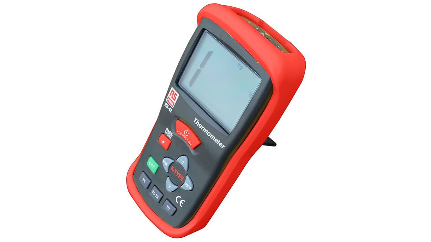 RS PRO Digital Thermometer, RS 42, Handheld, 2-Kanal bis +1300 °C, +2000 °F ±0,5 % + 1 °C, ±0,5 % + 2 °F max,