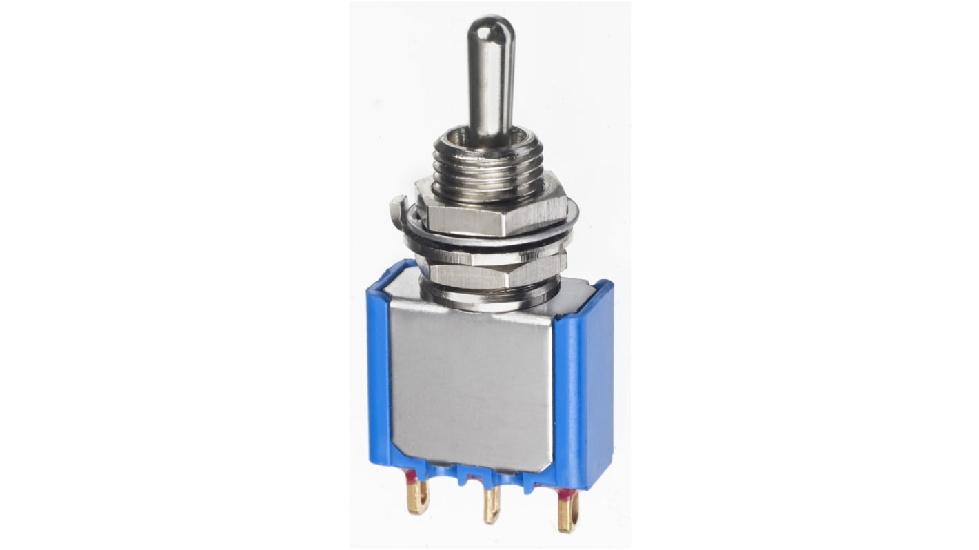 APEM Toggle Switch, Panel Mount, On-Off-On, SPDT, Solder Terminal, 20V ac/dc