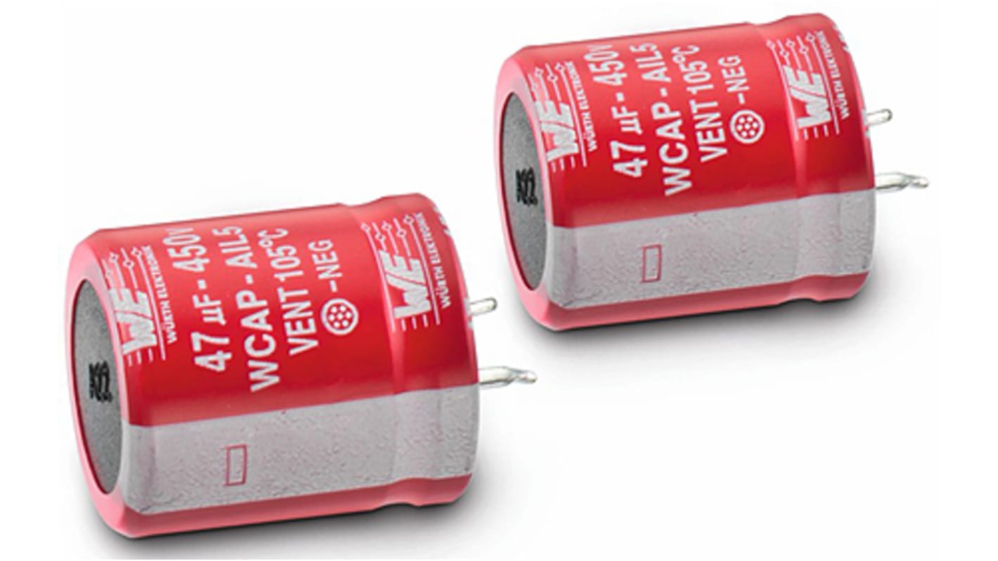 Wurth Elektronik 47μF Aluminium Electrolytic Capacitor 450V dc, Snap-In - 861111483002