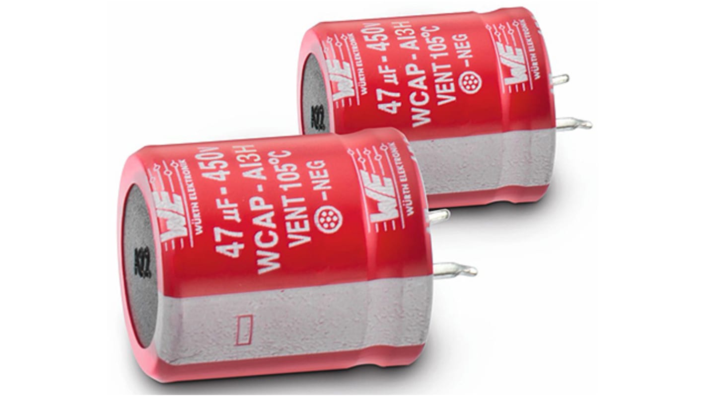 Wurth Elektronik 180μF Electrolytic Capacitor 450V dc, Through Hole - 861141484012