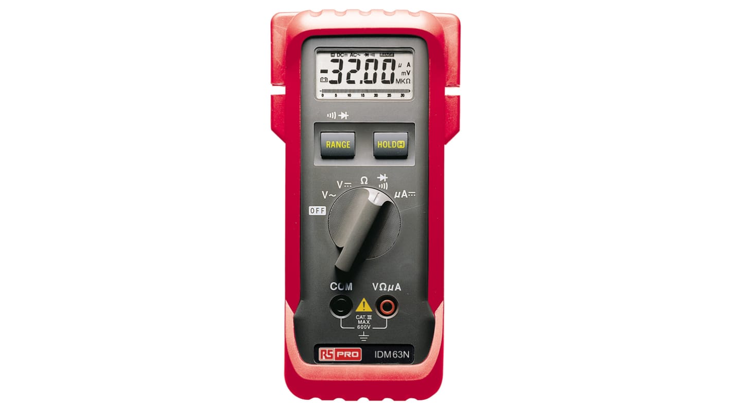 Multimètre numérique IDM63N RS PRO Portable, 600V c.a., Etalonné RS