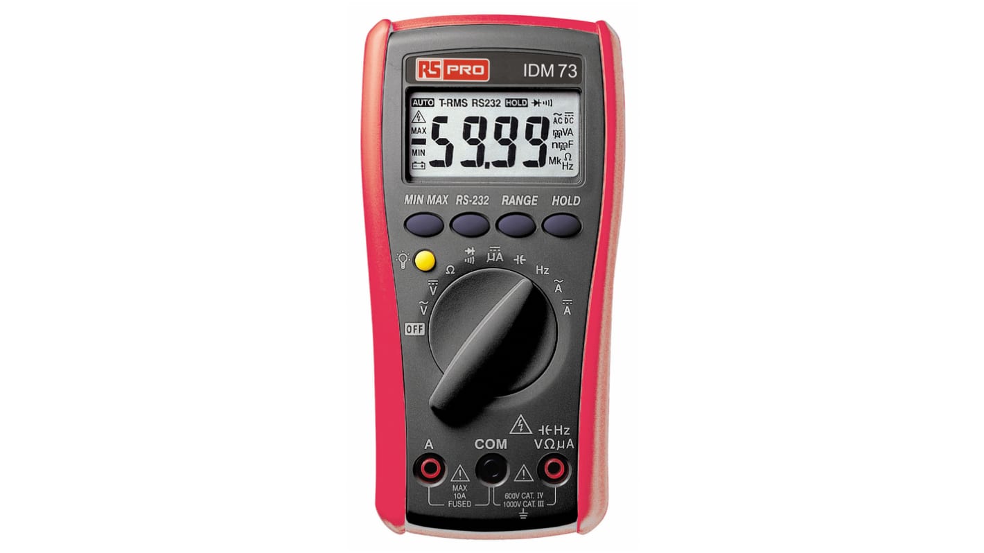 RS PRO IDM73 Hand LCD Digital-Multimeter, CAT III, CAT IV 750V ac / 10A ac, 60MΩ, ISO-kalibriert