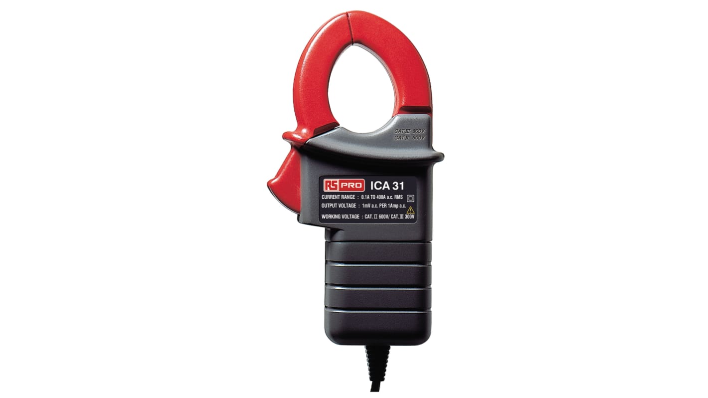 RS PRO AC Stromzange Ø 29mm, CAT II 600V / 400A ac, Auflösung 1 mV/A, ISO-kalibriert