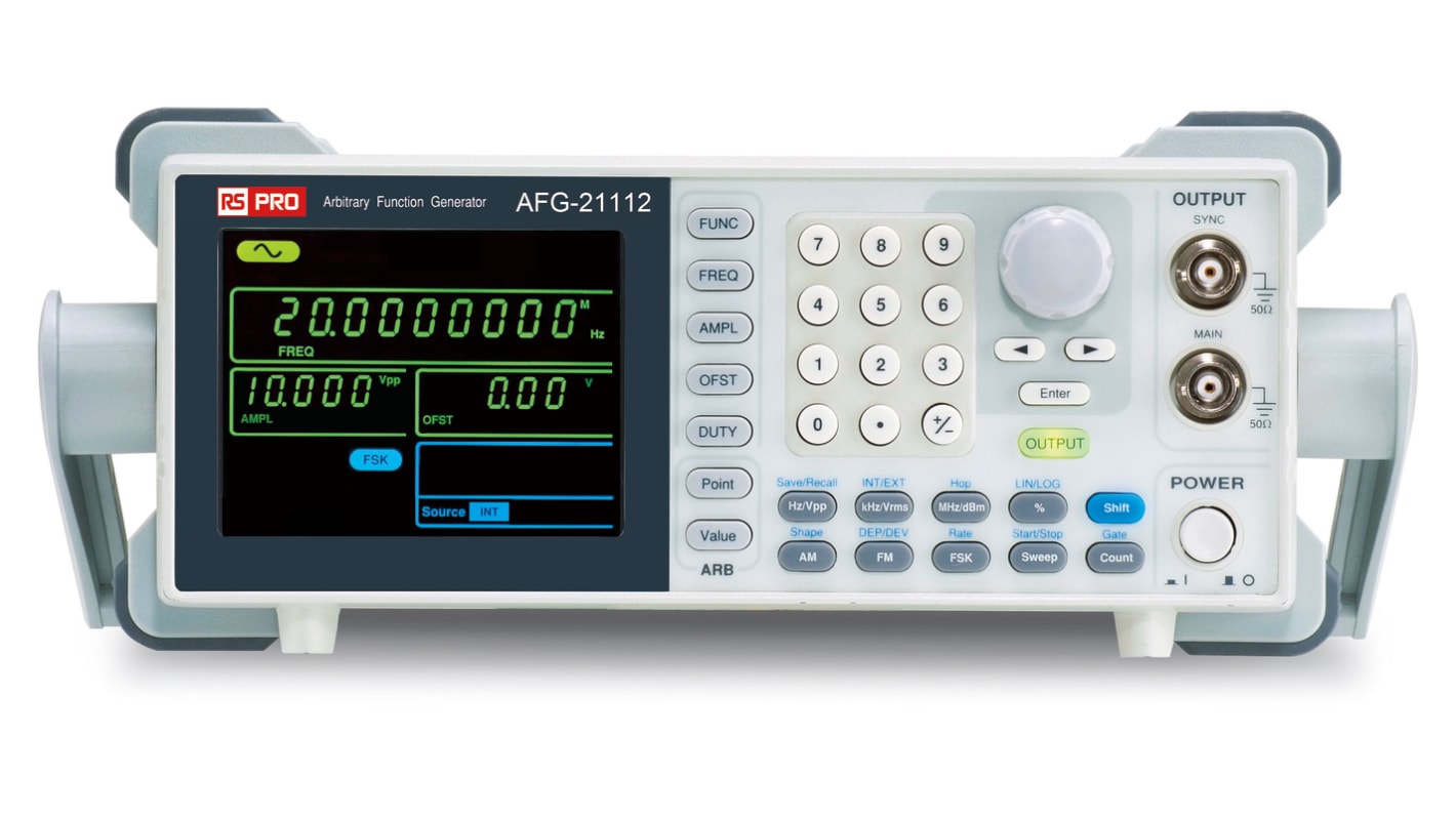 Contador y generador de funciones RS PRO AFG21112, onda sinusoidal de 0.1Hz → 12MHZ