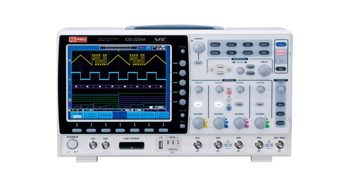 RS PRO IDS2204A, 200MHz Digital Storage Oscilloscope, 4 Analogue Channels