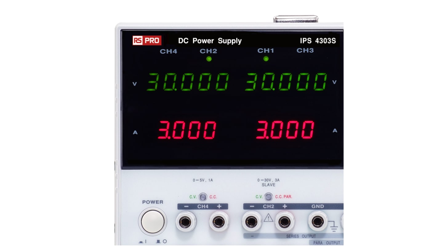 RS PRO Digital Bench Power Supply, 0 → 30V, 1A, 4-Output, 195W