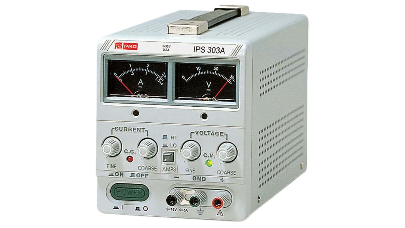 RS PRO Analogue Bench Power Supply, 0 → 30V dc, 0 → 3A, 1-Output, 90W - UKAS Calibrated