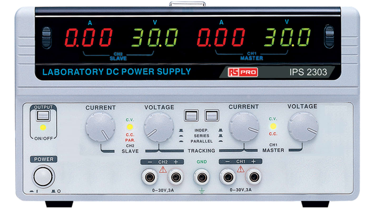 Zasilacz laboratoryjny 2 x 0 → 30V 2 x 0 → 3A RS PRO 180W