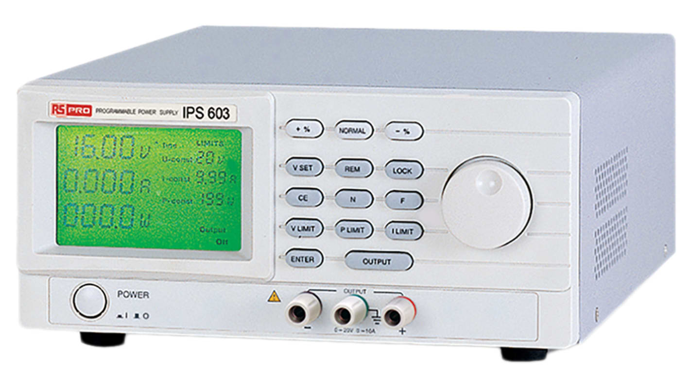 Zasilacz laboratoryjny 0 → 20V dc 0 → 10A RS PRO 200W