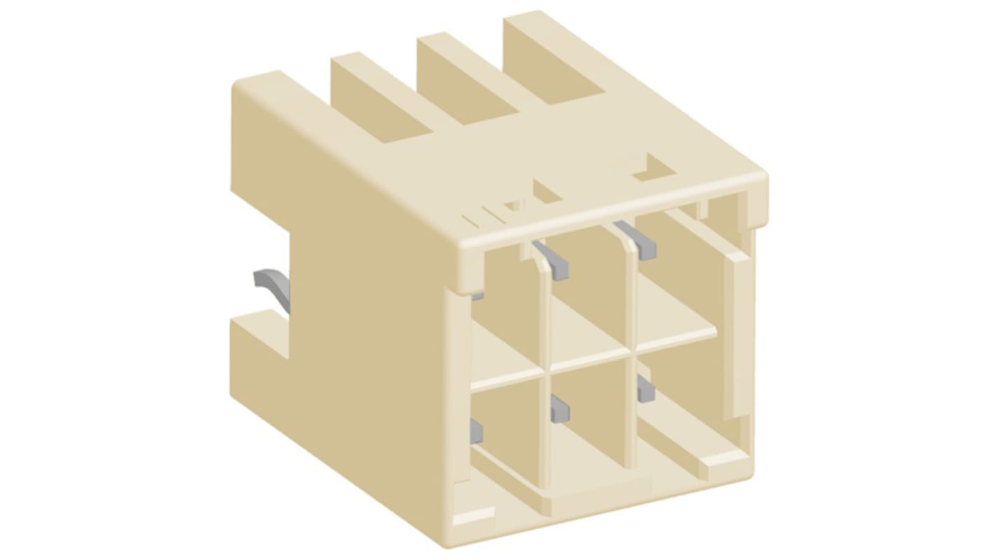 TE Connectivity Grace Inertia Series Straight Through Hole PCB Header, 6 Contact(s), 3.3mm Pitch, 2 Row(s), Shrouded