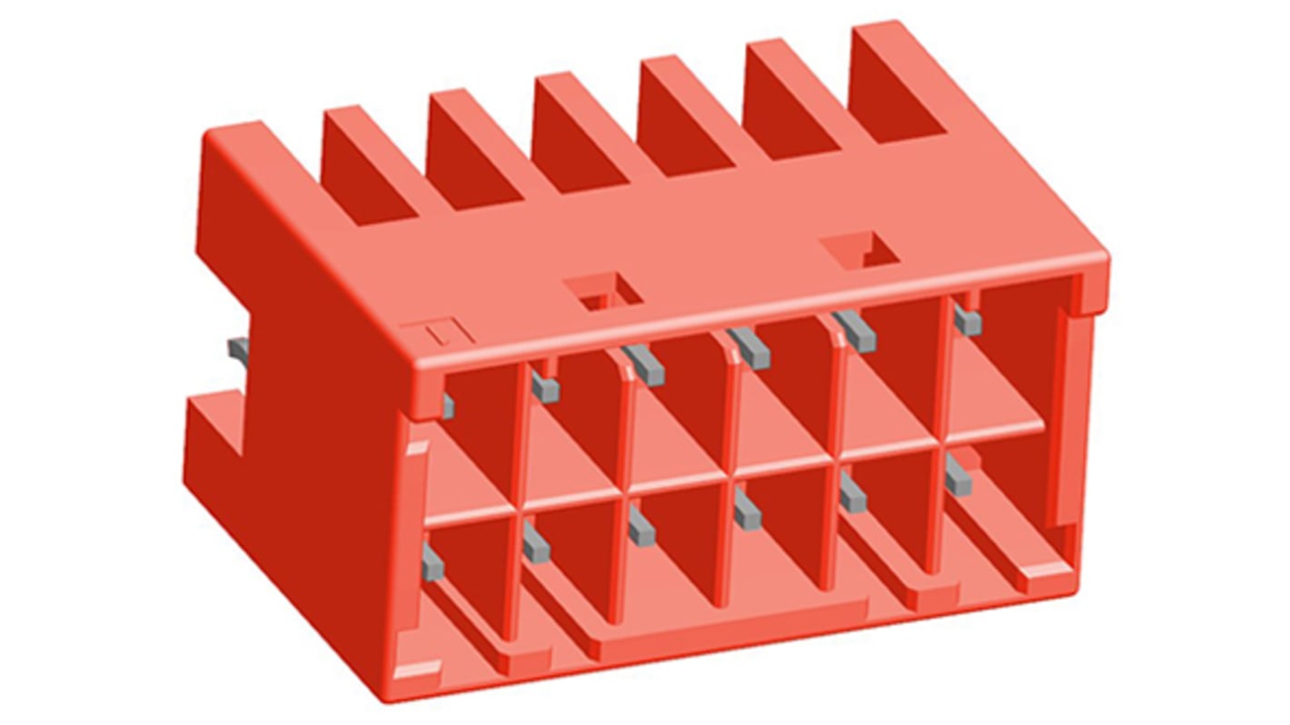 TE Connectivity Grace Inertia Series Straight Through Hole PCB Header, 12 Contact(s), 3.3mm Pitch, 2 Row(s), Shrouded