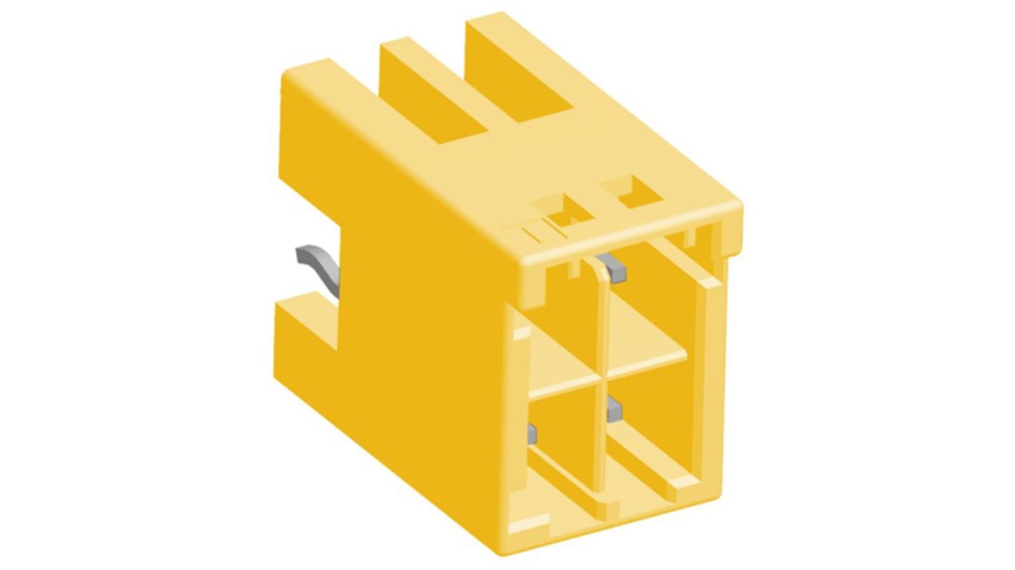 TE Connectivity 4p双排排针 直向线对板连接器, 3.3mm间距, 4.0A, 250.0 V, THT安装, Grace Inertia系列