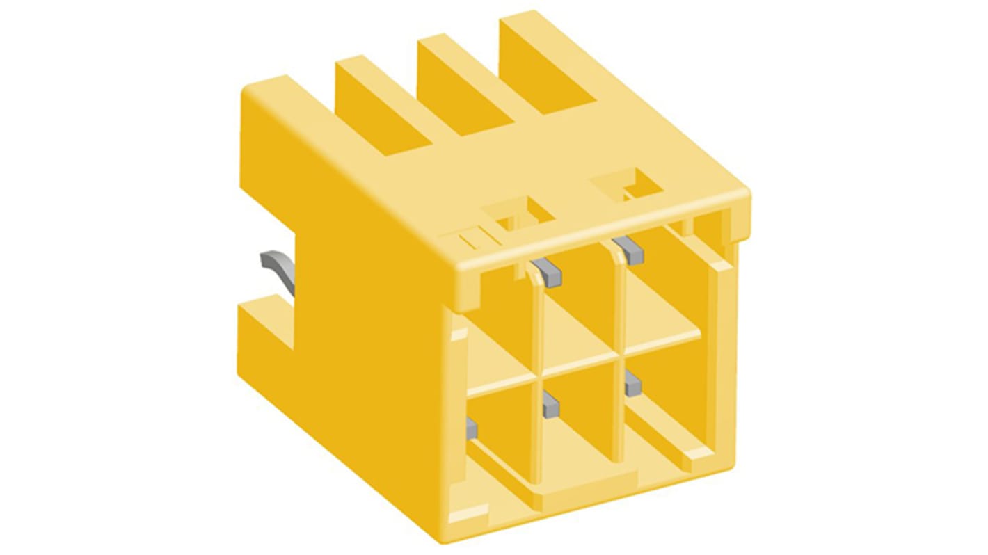 TE Connectivity Grace Inertia Series Straight Through Hole PCB Header, 6 Contact(s), 3.3mm Pitch, 2 Row(s), Shrouded