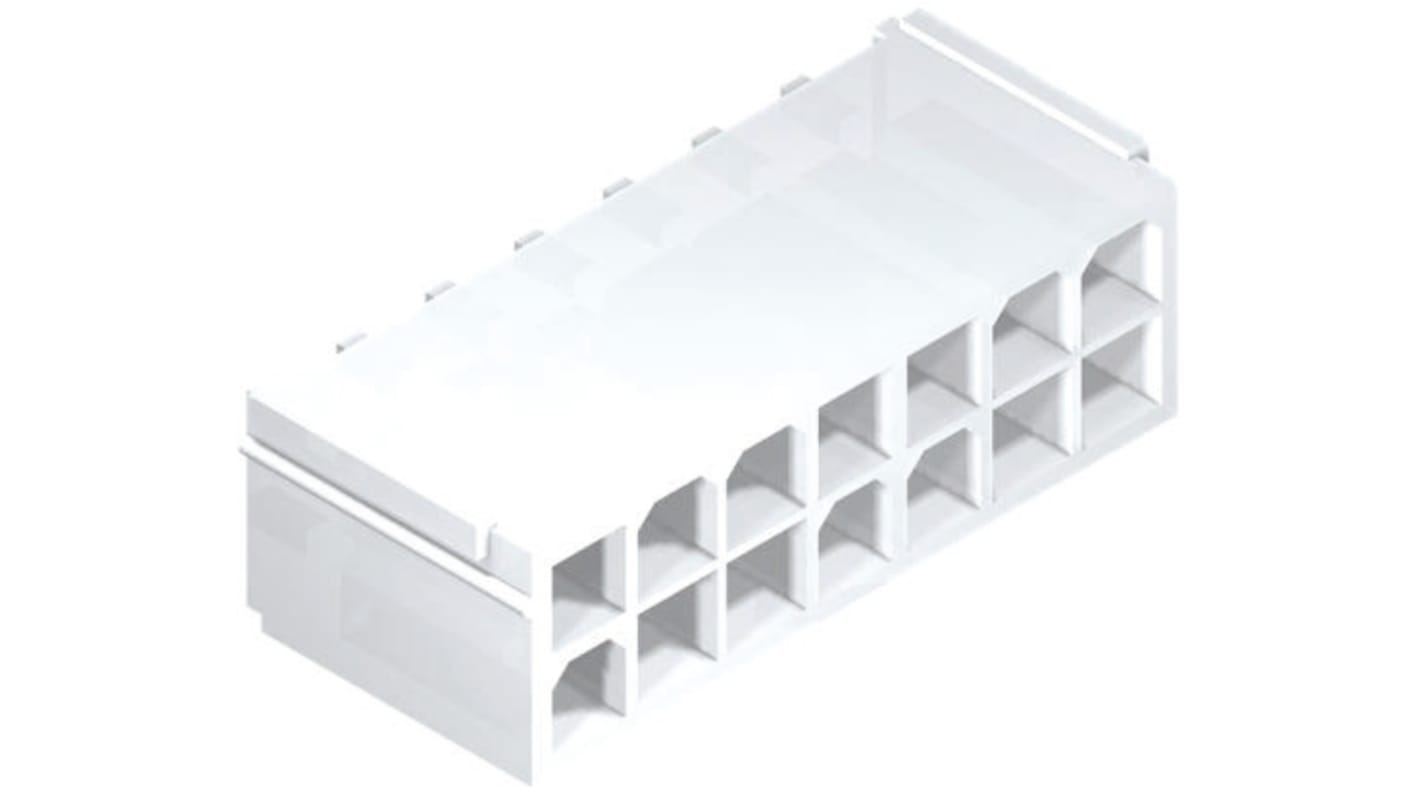 Molex 16p双排排针 直向线对板连接器, 4.2mm间距, 6.0A, 600.0 V, THT安装, Mini-Fit Jr.系列
