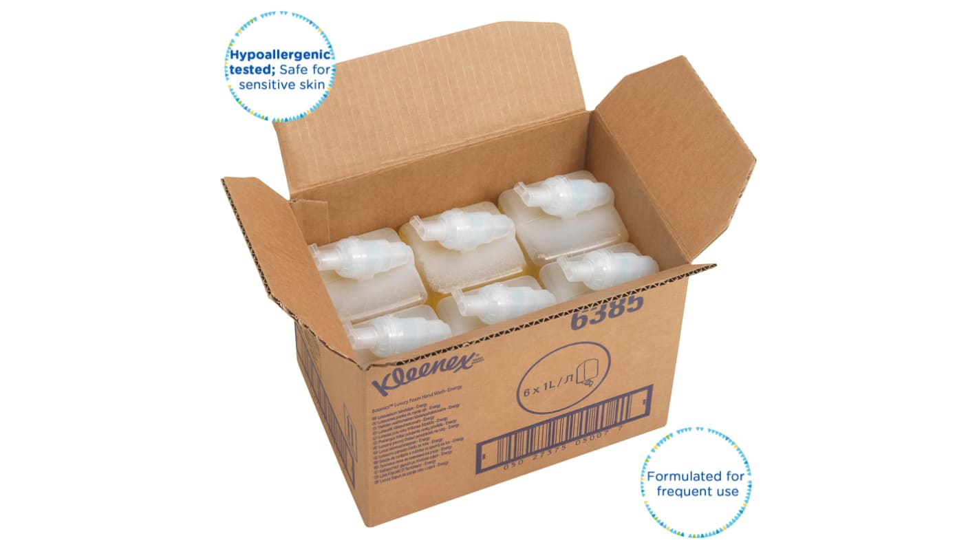 Jabón en espuma para manos Kimberly Clark Kleenex Energy , Cartucho de 1 l (6 unidades), fragancia Zen