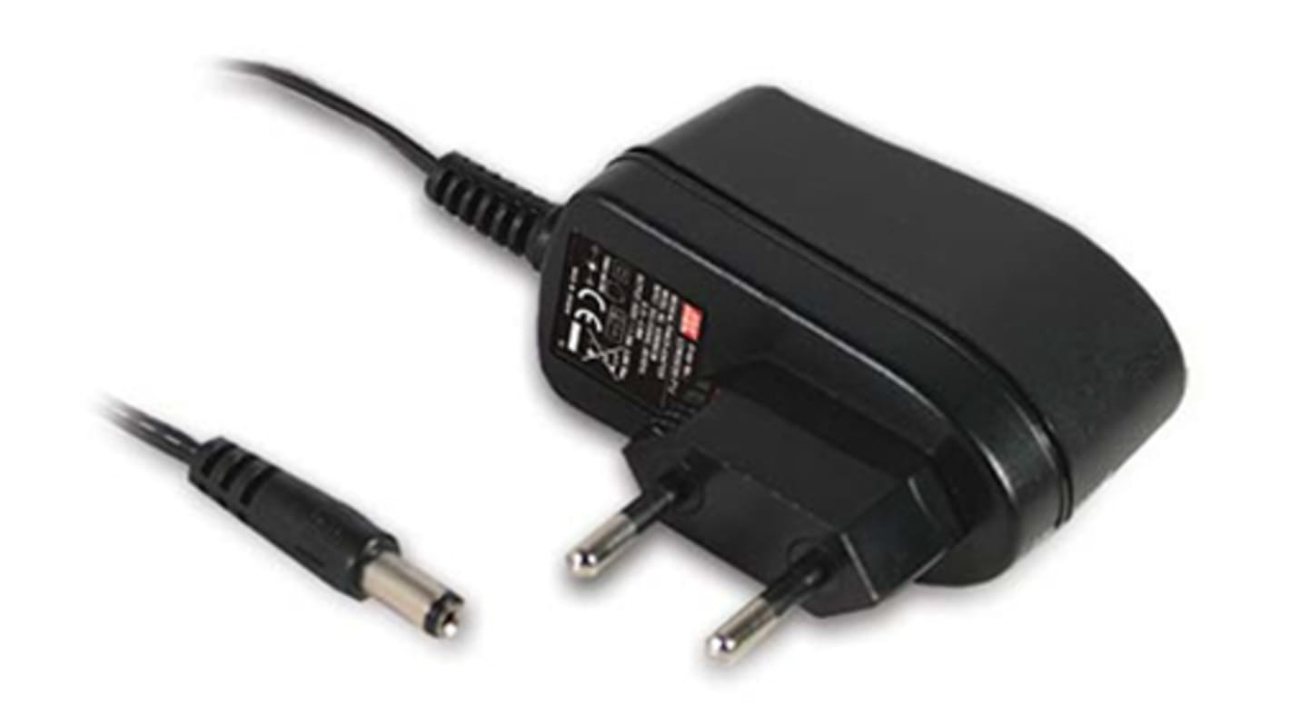 Adaptador AC/DC MEAN WELL 100V ac, 6V dc, 1 salida, Adaptador ac/dc, 1A, 6W, Tipo C, , Aprobación médica