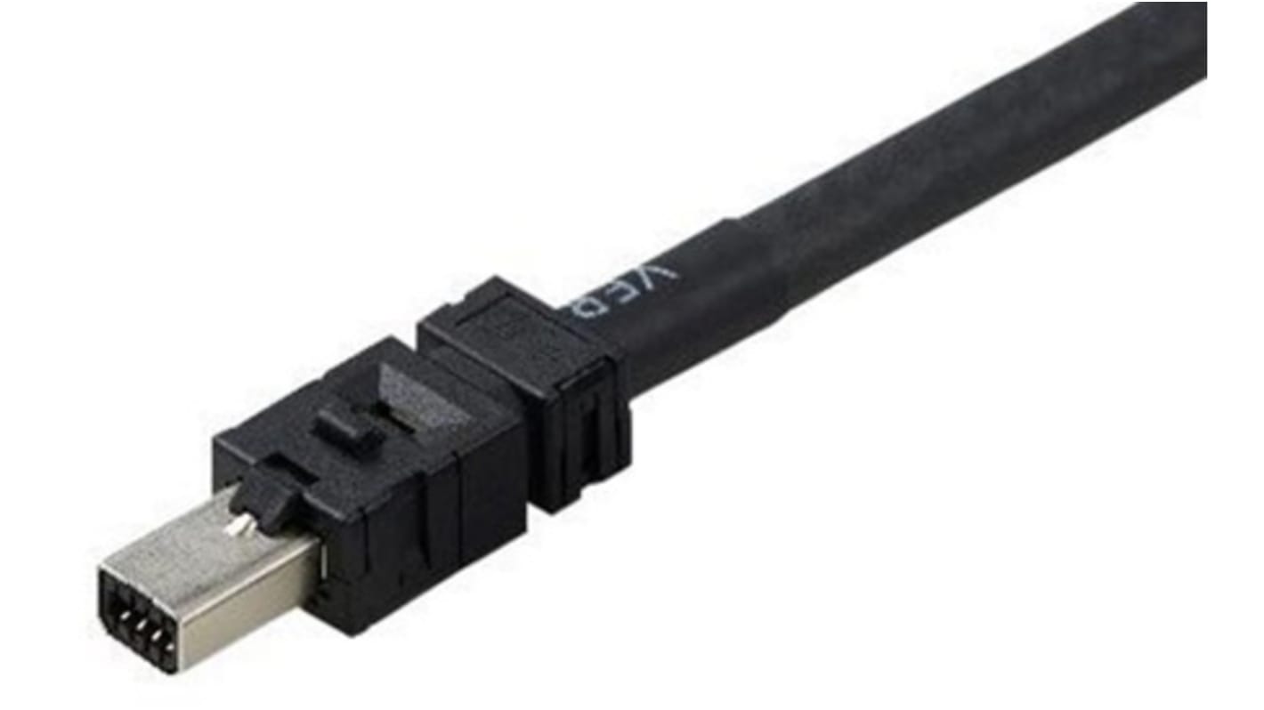 TE Connectivity Ethernetkabel Cat.5e, 2m, Schwarz Patchkabel, A RJ45 Stecker, PUR