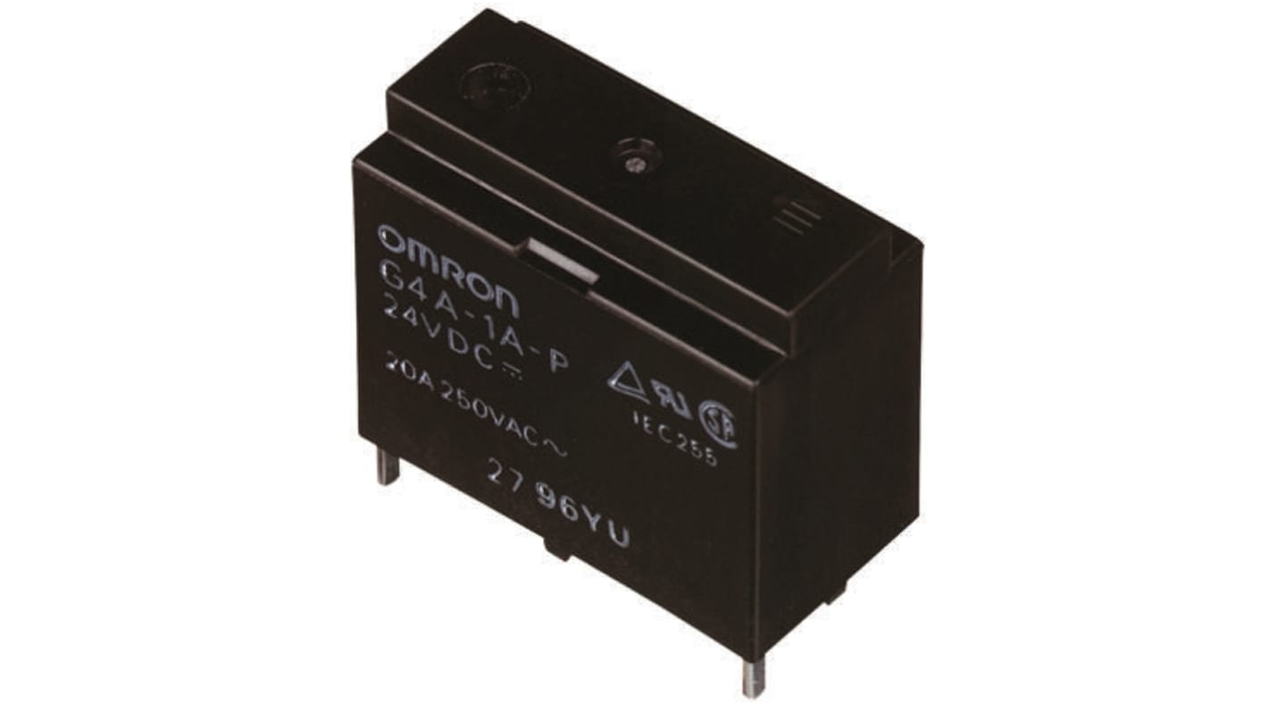 Omron PCB Mount Non-Latching Relay, 5V dc Coil, 20A Switching Current, SPST