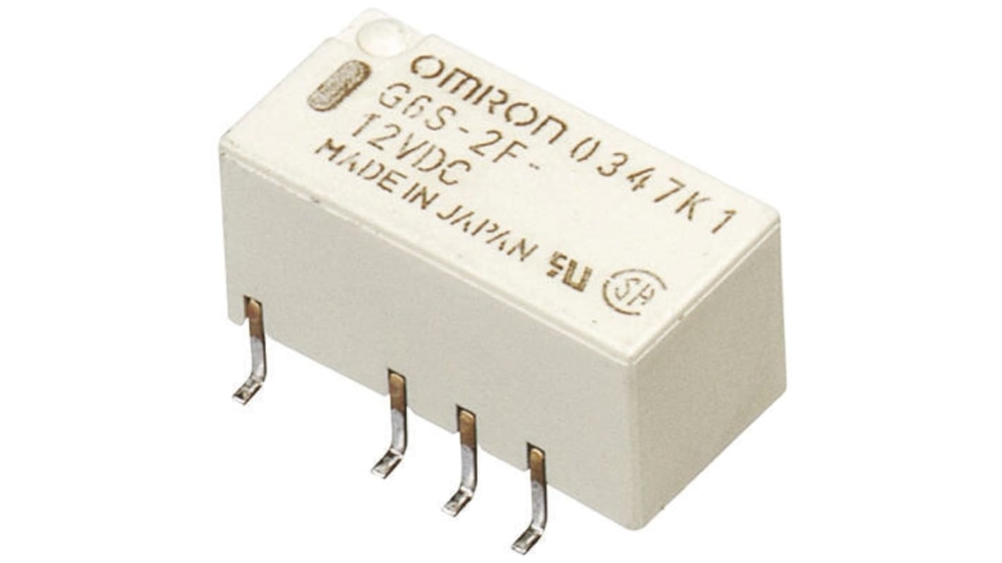 Omron Surface Mount Signal Relay, 12V dc Coil, 2A Switching Current, DPDT