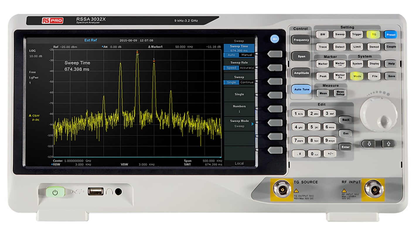 RS PRO RSSA3032X Desktop Spectrum Analyser, 9 kHz → 3.2GHz