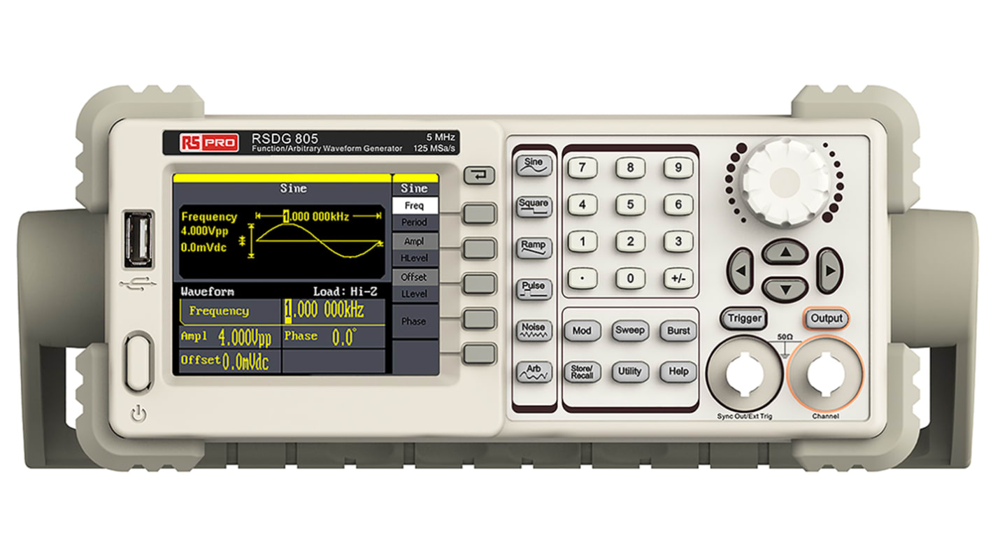 RS PRO Funktionsgenerator mit TFT LCD  Arbiträr-Wellenform, 5MHz / 10V ss, USB-Gerät, USB-Host, ISO-kalibriert