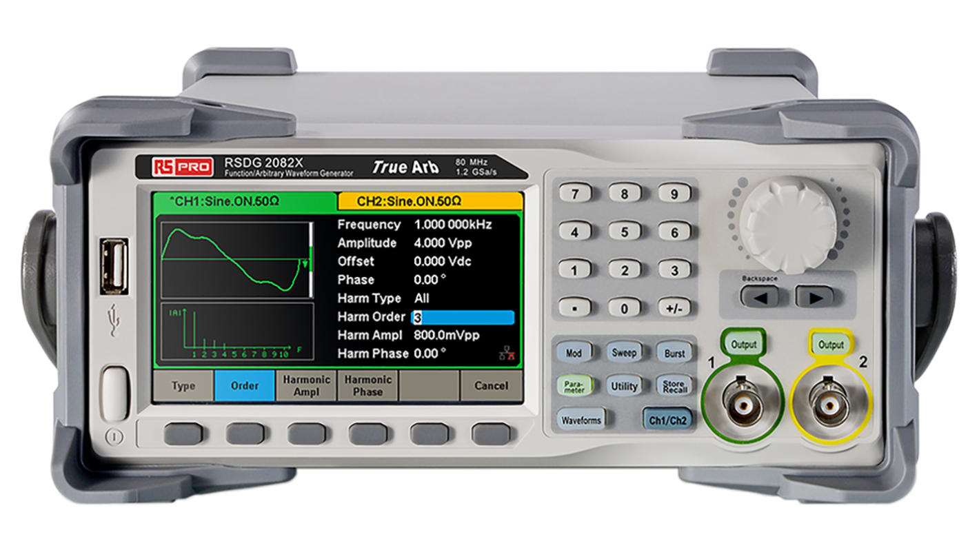 RS PRO Arbitrary Waveform Generator, 80MHz Max, 1 μHz Min - With RS Calibration