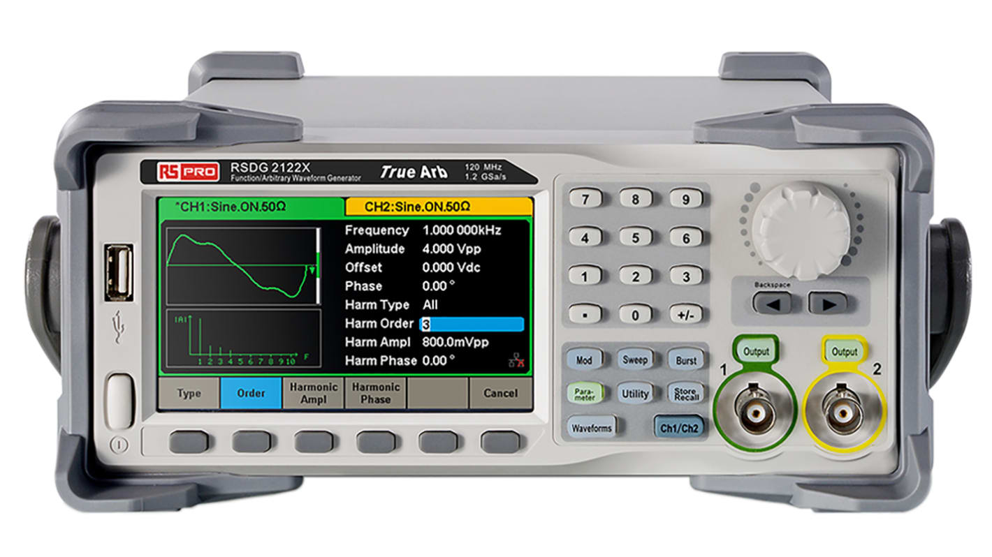 RS PRO Arbitrary Waveform Generator, 120MHz Max, 1 μHz Min - With RS Calibration
