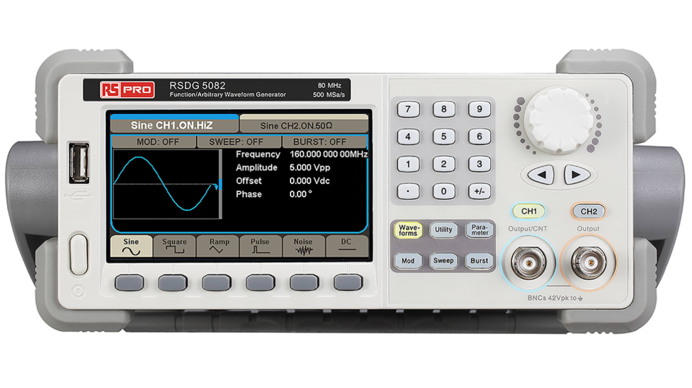 RS PRO Arbitrary Waveform Generator, 80MHz Max, 1 μHz Min - RS Calibrated