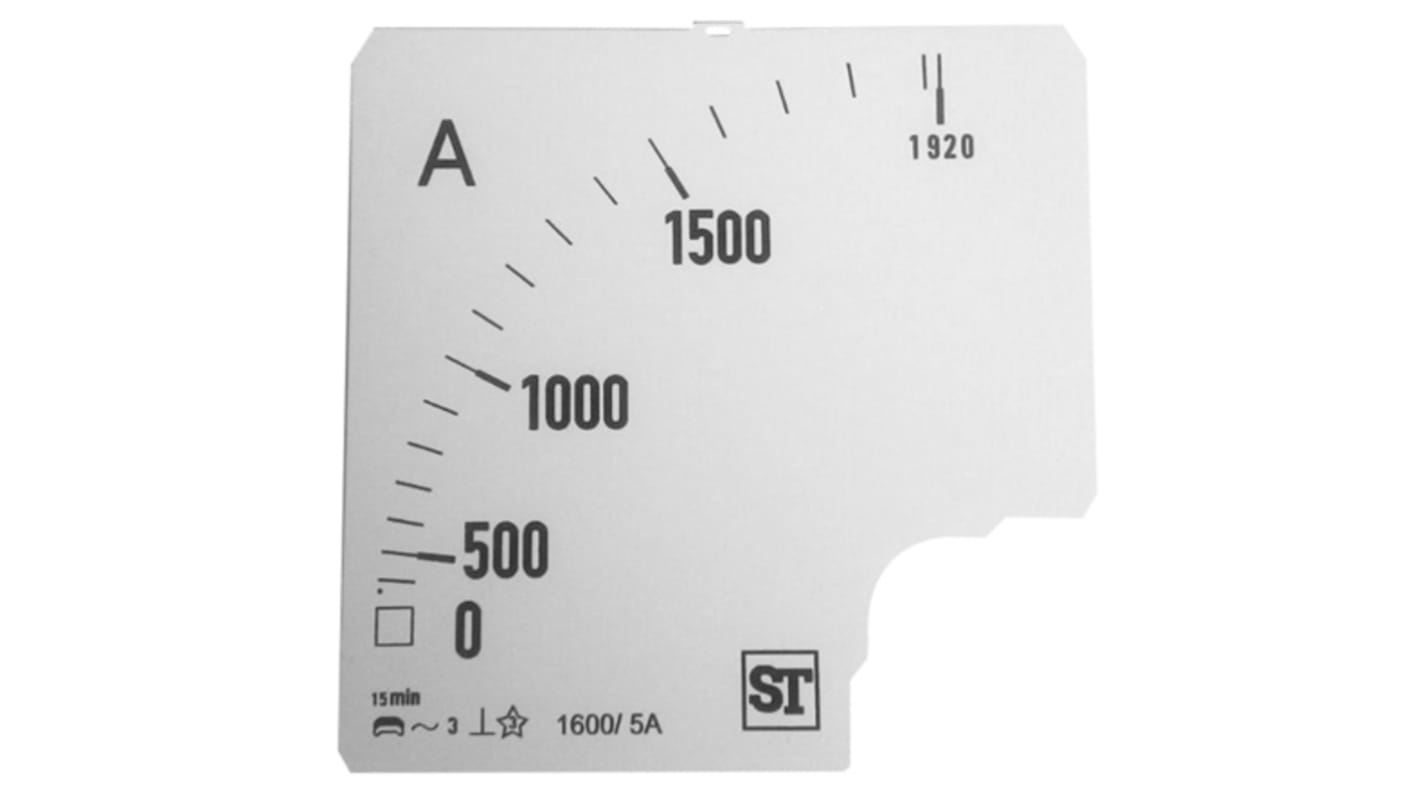 Sifam Tinsley Analogue Ammeter Scale, 1.92kA, for use with 96 x 96 Analogue Panel Ammeter